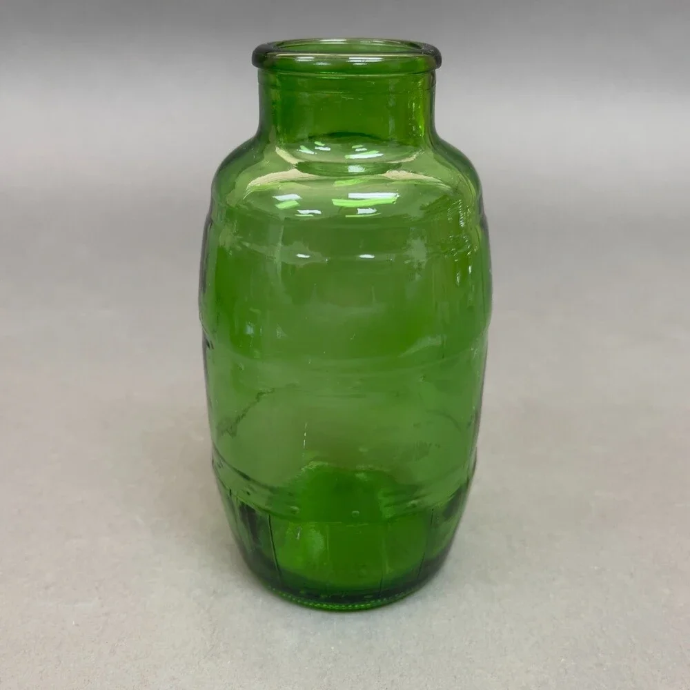 Green Glass Bottle Empty 5 3/8